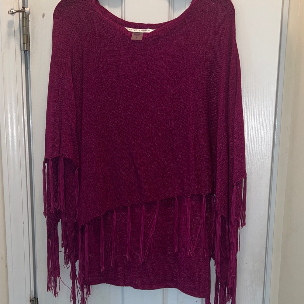 Peter Nygard Fringed Magenta Sweater